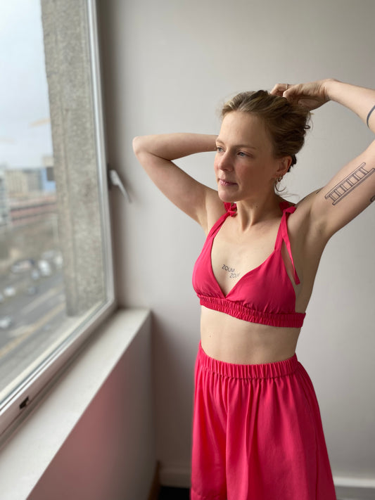 Ensemble short + brassière en crêpe de soie de Chine